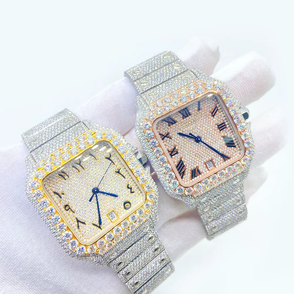 Luxe Custom Iced Out Vvs 1/Vs1 Gra Gecertificeerd Antwoord Studs Moissanite Diamant Buss Down Hiphop Sieraden Horloge Pass Tester