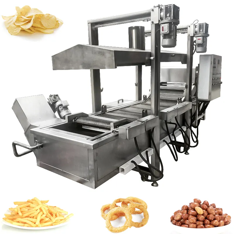 Lonkia Industrieel Gas Type Kippenvet Frietjes Diepe Doorlopende Frituurmachine Aardappelchips Friteuse Machine Te Koop