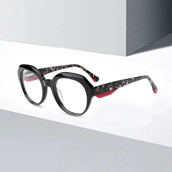2023 कस्टम लोगो फैशन डिजाइन मज़ेदार चश्मा उच्च गुणवत्ता वाले एसीटेट आंखों के चश्मे फ्रेम विंटेज लक्जरी गोल चश्मा