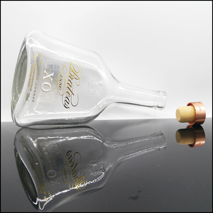 Wholesale 700ml Custom Embossing Logo Empty Glass Bottle Decanter for Extra Old <strong>Cognac</strong> With Synthetic <strong>Cork</strong>
