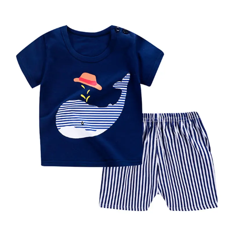 Conjunto de roupas infantis, conjunto de 2 peças de verão para bebês com camiseta e shorts para meninos