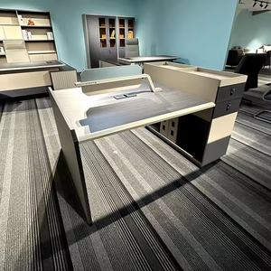 Moderno sistema de escritorio de oficina comercial para 2 personas con estación de trabajo de gabinete lateral para una productividad óptima - Product Image 5