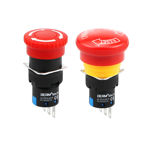 LA16 <strong>Push</strong> <strong>Button</strong> Switch Power <strong>Start</strong> Switch 16MM Self-locking Mushroom Head Emergency Stop <strong>Button</strong> - Product Image 1