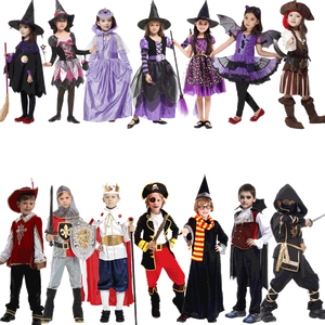 卸売コスプレキッズハロウィンコスチュームパーティーウェアロイヤルヴァンパイアトップ/パンツ/ケープ付き