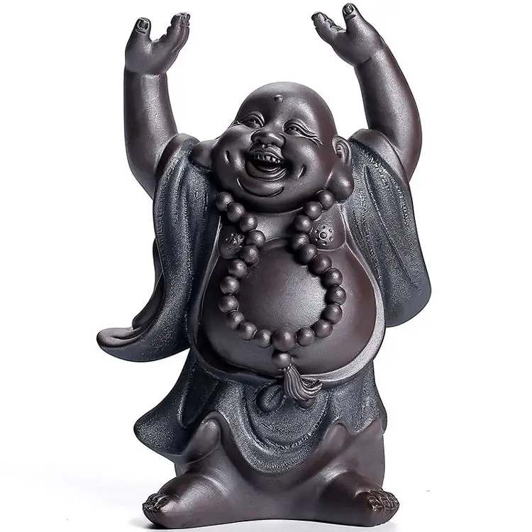 Estatua de Buda de diseño chino para sala de estar, Feng Shui, decoración de Buda, artesanía de cerámica, estatua de Buda que ríe, compras en línea