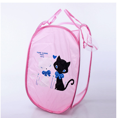 Trois filets et un tissu-chat rose noir et blanc