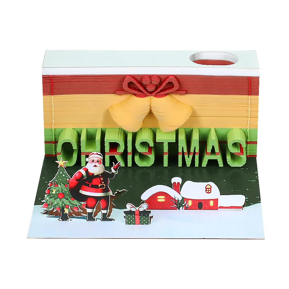 Kreativer aufreißbarer Memo-Pad 3D-Block Notiz Papierwürfel individuelles Weihnachtsgeschenk mit besonderer Geschenkbox