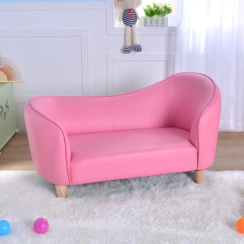 2023 vendita calda colore rosa blu struttura in legno divano in pelle per bambini sedia per bambini divano per bambini per soggiorno