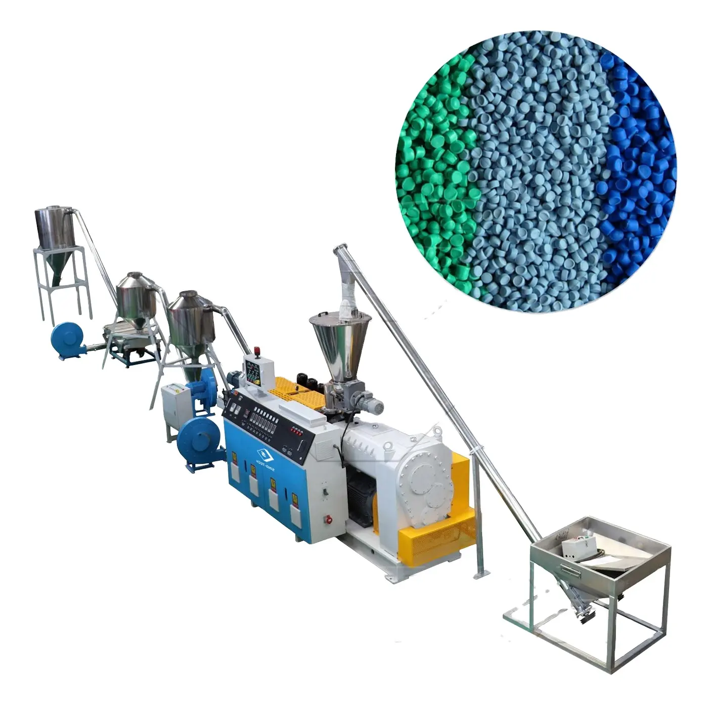 Complete Automatic Crusher And Force Feeder Plastic Pelletizing Recycling Machine Plant For Waste PP PE PET PVC recycle pellet