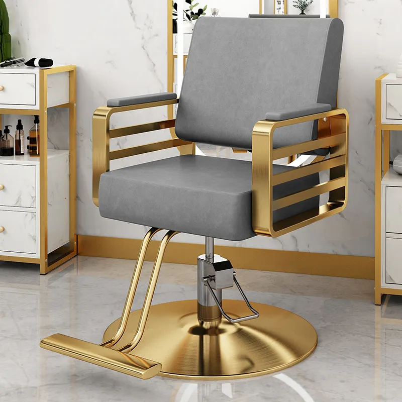 高級スラオンチェア理髪店サロン家具セット化粧ゴールドサイドステンレススチール金属理髪椅子