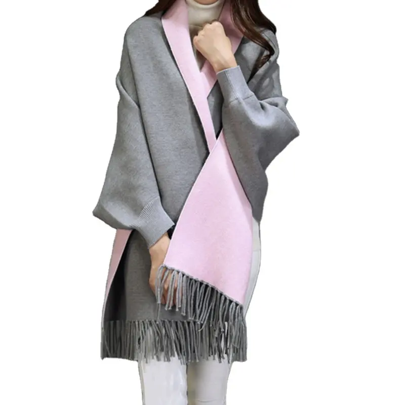 Cardigan tricoté en cachemire pour femmes, écharpe en pashmina à manches longues, pull, manteau, poncho, 2020