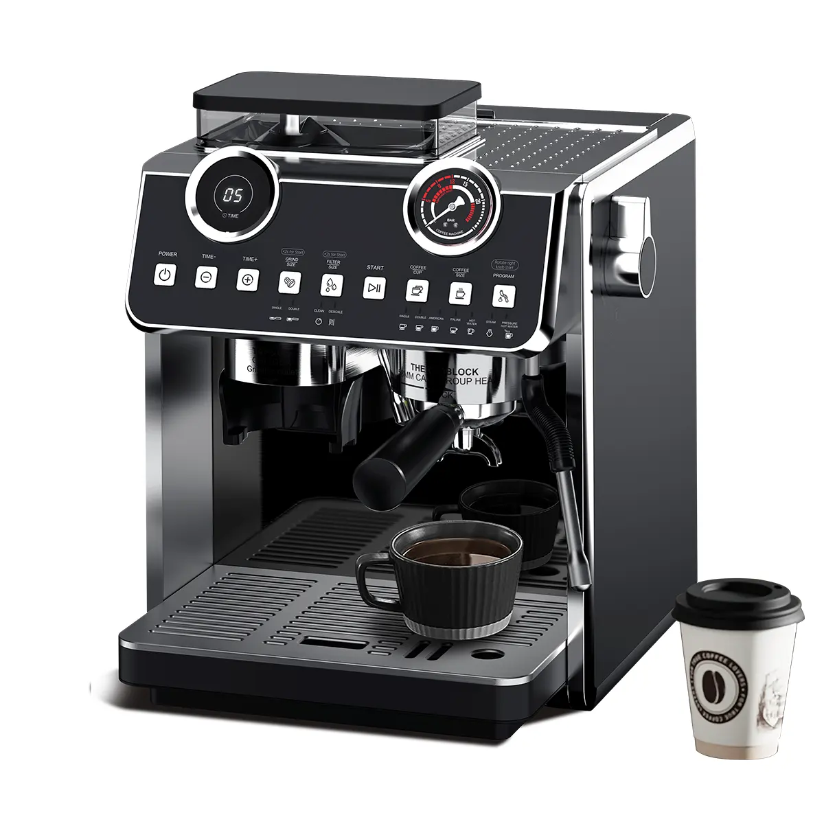 Profesyonel espresso kahve makinesi fiyat toptan 2800w güç düşük ses elektrik espresso kahve makinesi