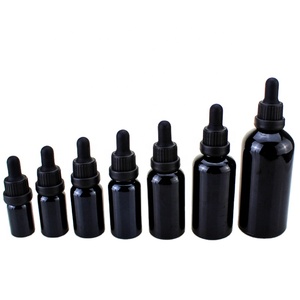 ขวดแก้วใส่น้ำมันหอมระเหยสีดำ10มล. 15มล. 20มล. 30มล. 50มล. 100ม. ขวดแก้วใส่เซรั่มพร้อมกล่อง