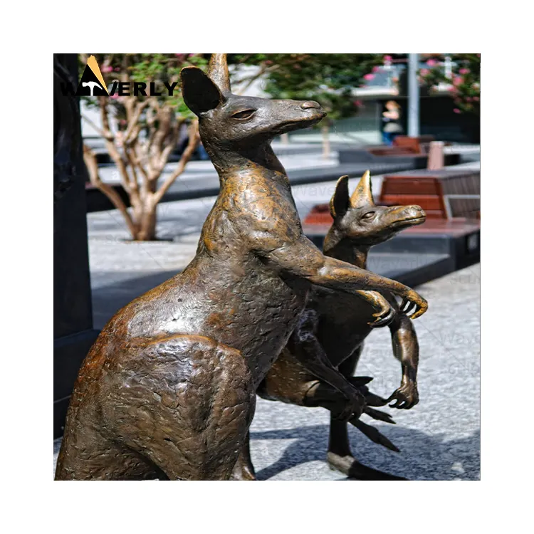 Outdoor Indoor Tuin Handgemaakte Casting Levensgrote Dieren Beeldjes Bronzen Kangoeroes Standbeeld Sculptuur Te Koop
