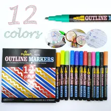 12 Pack Outline Marker Set 12 Colors Doodle Markers Double Line Markers  Pens for Making Christmas Cards, Drawing Greeting Cards, DIY Scrapbook