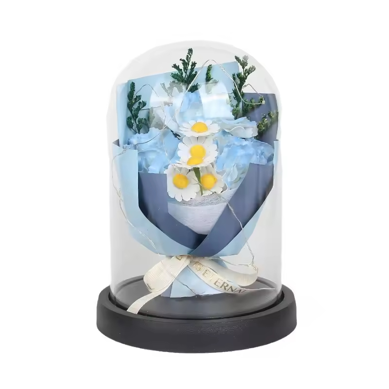 Tres claveles sobre fondo negro, orquídea hielo triturado.