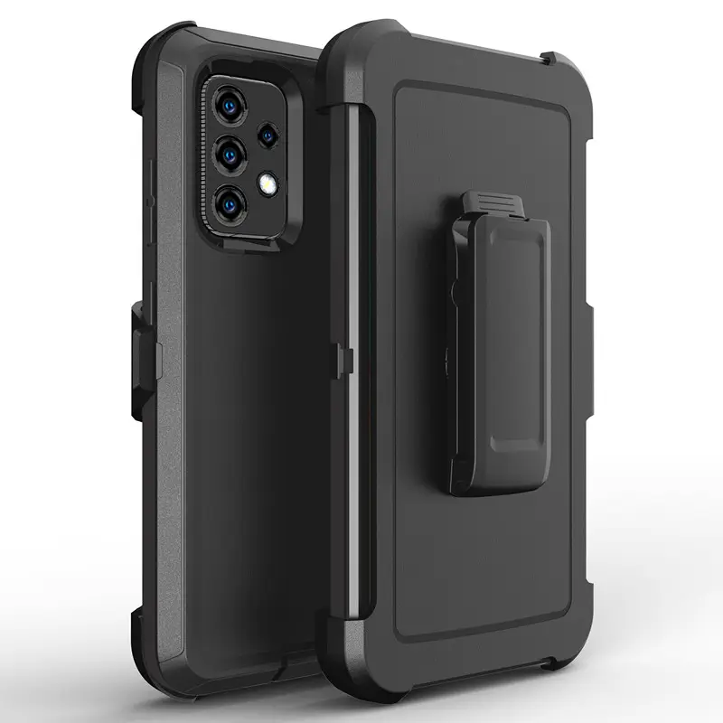 3 IN 1 Shockproof 휴대 전화 케이스 견고한 커버 벨트 클립 삼성 갤럭시 A52 5G 2021 스마트 폰