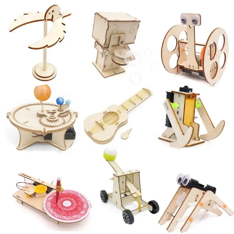 Kinder Spaß Bauen STEM-Spielzeug pädagogisches Ausgleich 3D Holzmontage-Modell Auto Wissenschafts-Satz für Kinder