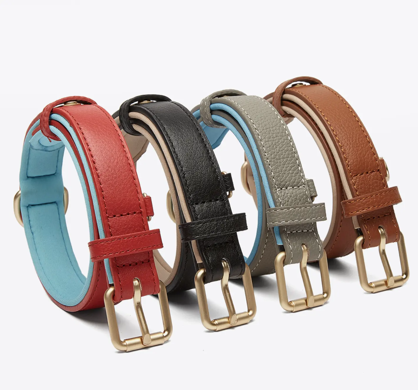 High Quality Cowhide Leather Waterproof Pet Dog Collar Alloy Buckle Dog Collar