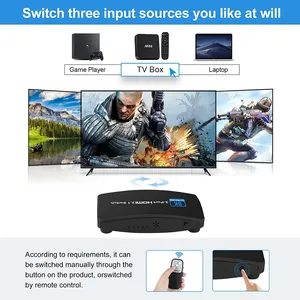 HDMI2.1 KVM切换器3进1出音频视频转换器8K 60hz 4K 120hz 3x1，适用于电脑笔记本电脑视窗和苹果电脑到电视投影仪 - Product Image 2