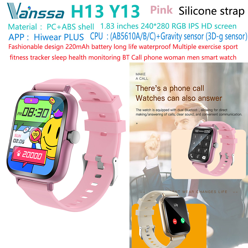 Rosa H13-Y13-deportivo-llamada-teléfono-reloj-inteligente