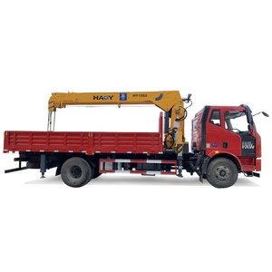 HAOY Hydraulic Remote Control Self <strong>Loading</strong> <strong>Platform</strong> Trailer 10 Ton Car Lift Telescopic Boom Mounted Truck Crane - Product Image 1