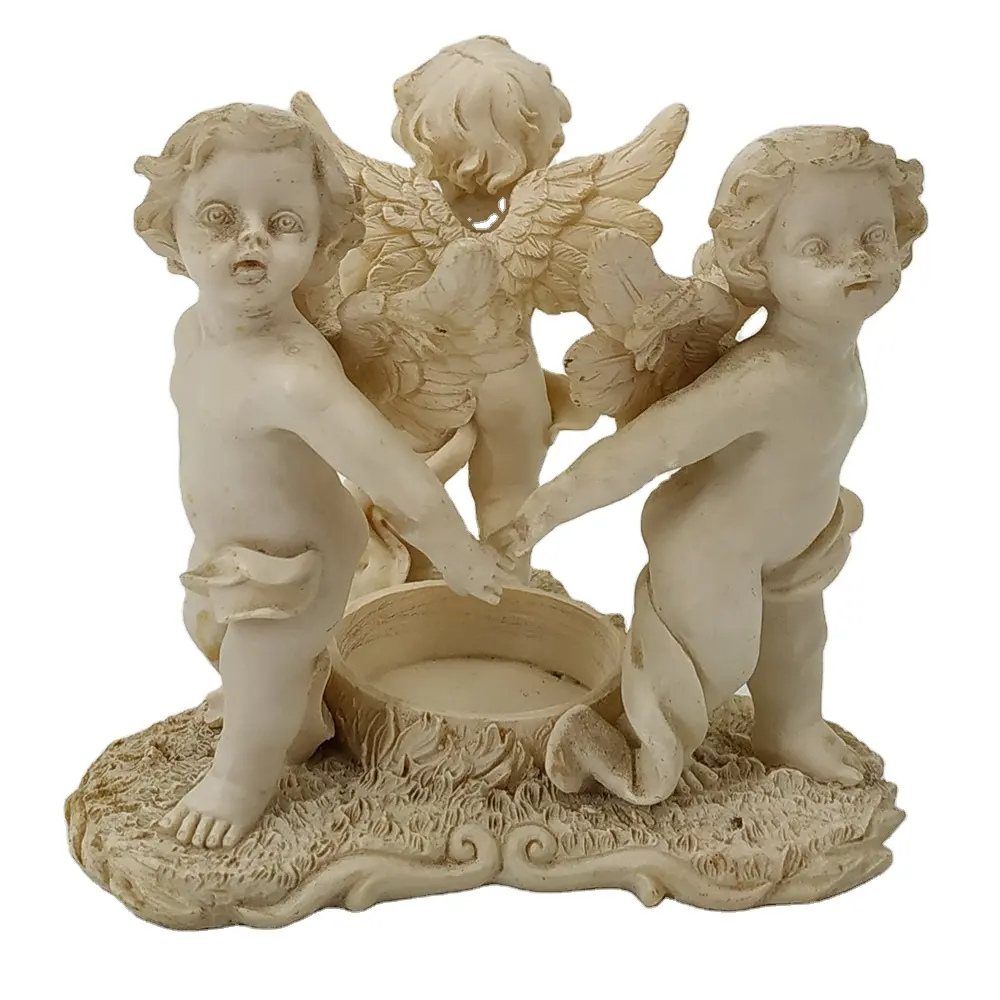 Castiçal artificial para meninos, estatueta de anjo artesanal, castiçal de salgueiro 1/18 para porto de Xiamen, resina personalizada europeia