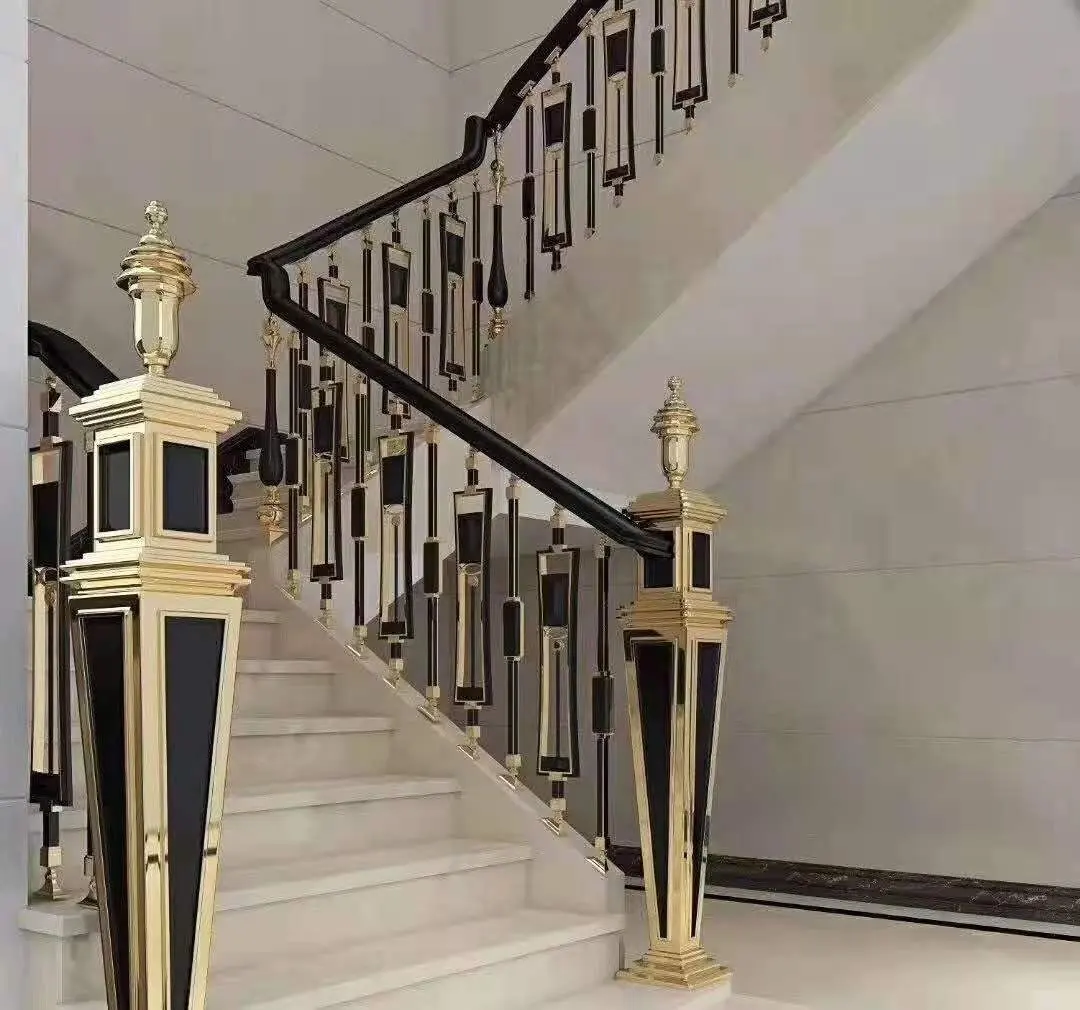 Lüks stil merdiven sütun alüminyum korkuluk küpeşte merdiven korkuluk merdiven küpeşte tasarım
