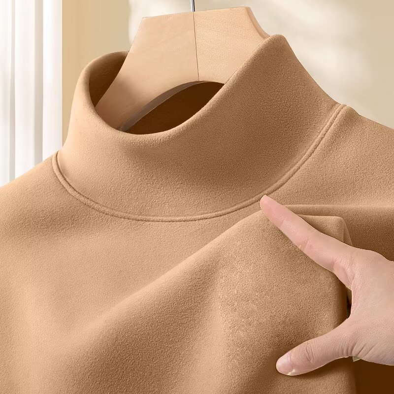 Medio jersey de cuello alto de terciopelo alemán caqui