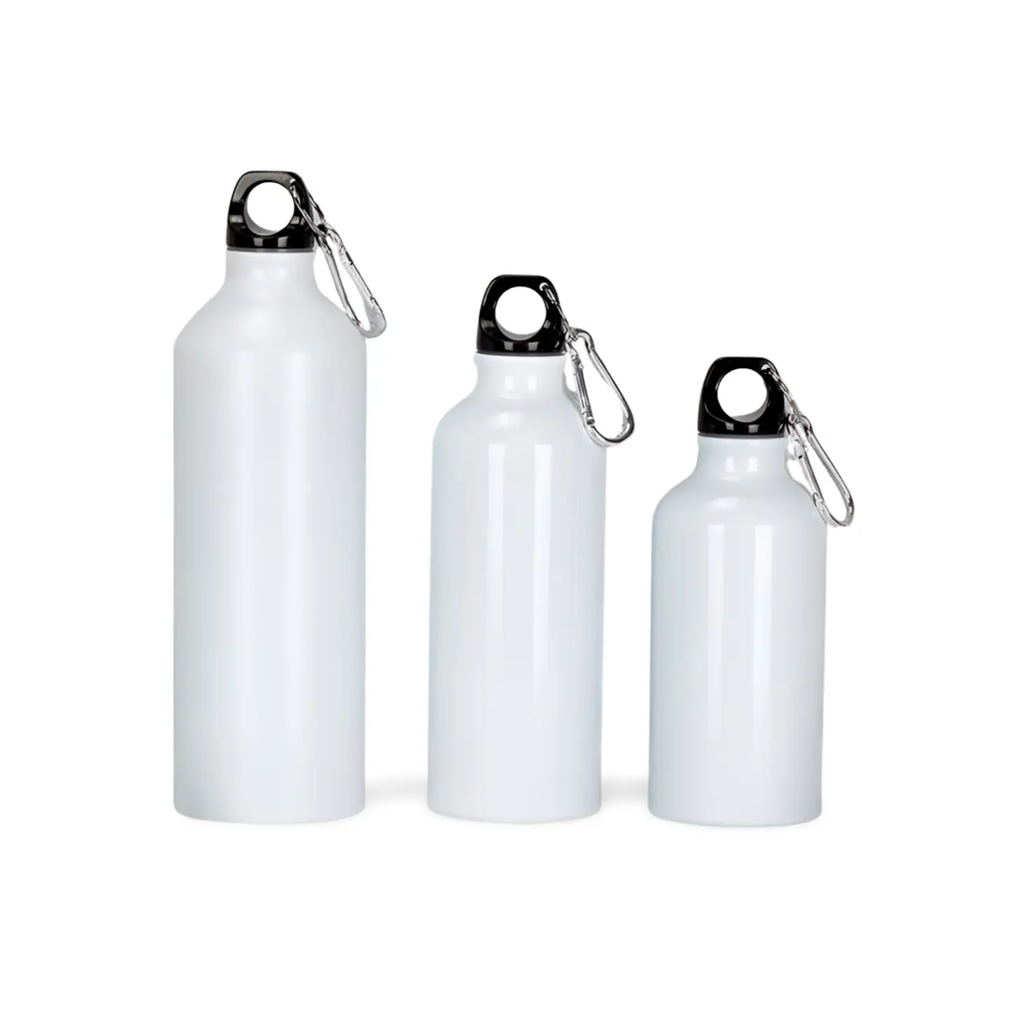 Promosyon için karabina klibi ile özelleştirilmiş açık spor süblimasyon paslanmaz çelik alüminyum 600 ml klasik su şişesi