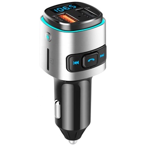 多機能FMトランスミッターカーキットQC3.0 Bluetooth V5.0デュアルポートワイヤレスMP3プレーヤーによる急速充電 - Product Image 1
