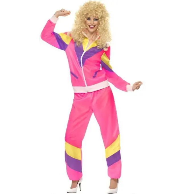 Setelan Baju Wanita 80-An, Setelan Baju Wanita, Baju Olahraga, Baju Kostum, Baju Wanita, Pink & Kuning