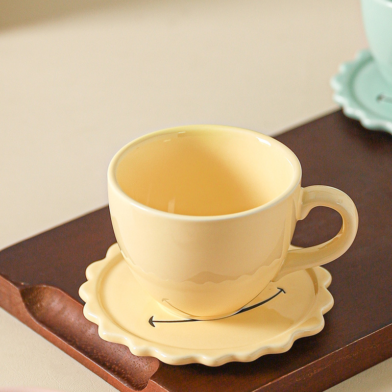 Yellow coffee cup and saucer set