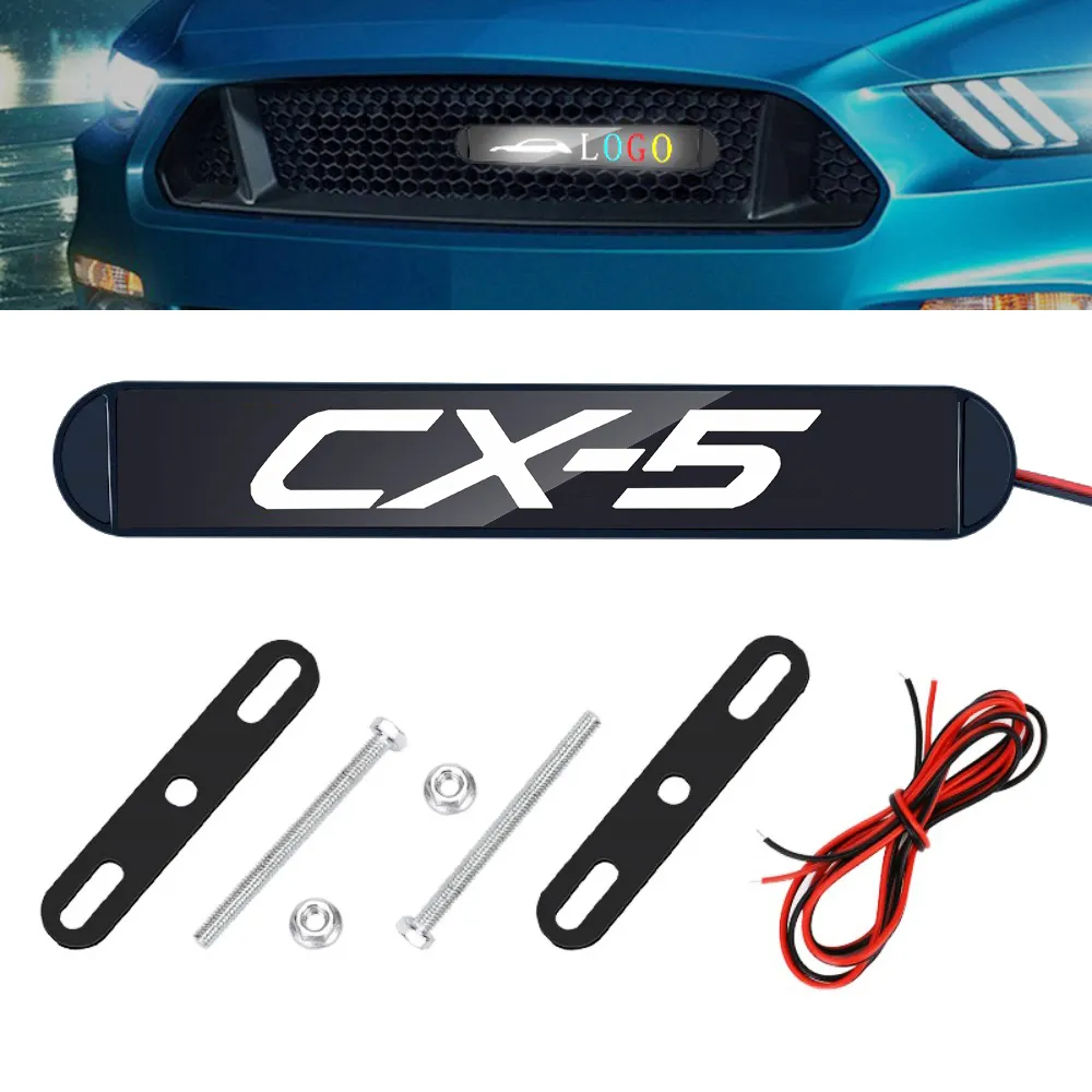 Feux de circulation diurne voiture moto Logo LED Plaque de calandre Badge Illuminé moyen net Emblème pour Mazda CX-8 CX-5 CX9 RX8