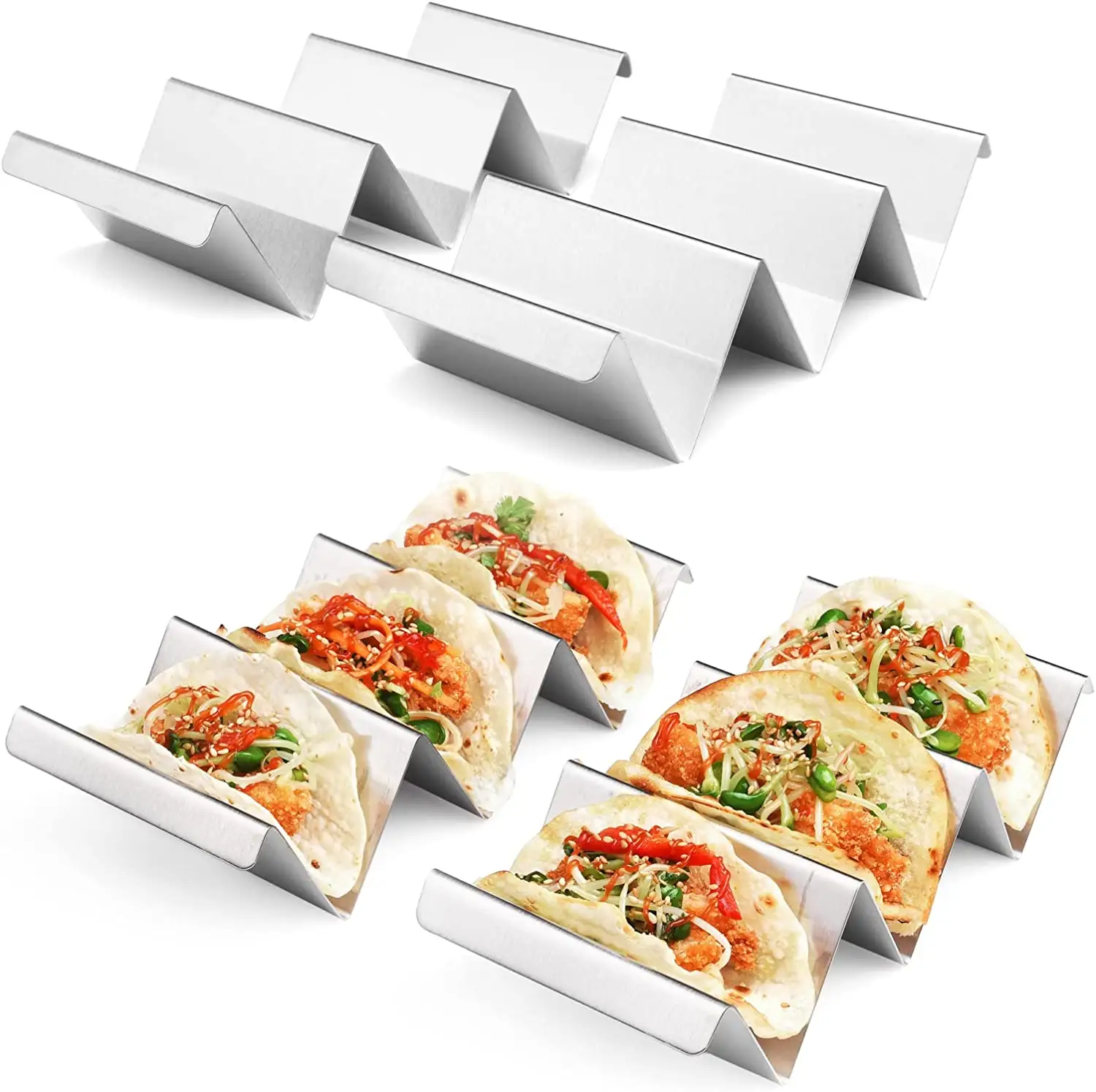 Küche Restaurant gewelltes Shape Taco Schalen mexikanische Tortilla Pfannkuchen Regal Edelstahl Taco-Halter