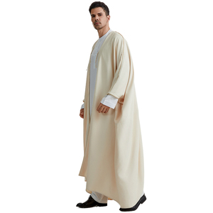 Рамадан джеллаба Ид абаяс молитвенный кафтан, мужской мусульманский открытый абайский Турецкий Арабский кардиган, халат, Марокко, джубба, ислам, дишдаша - Product Image 5