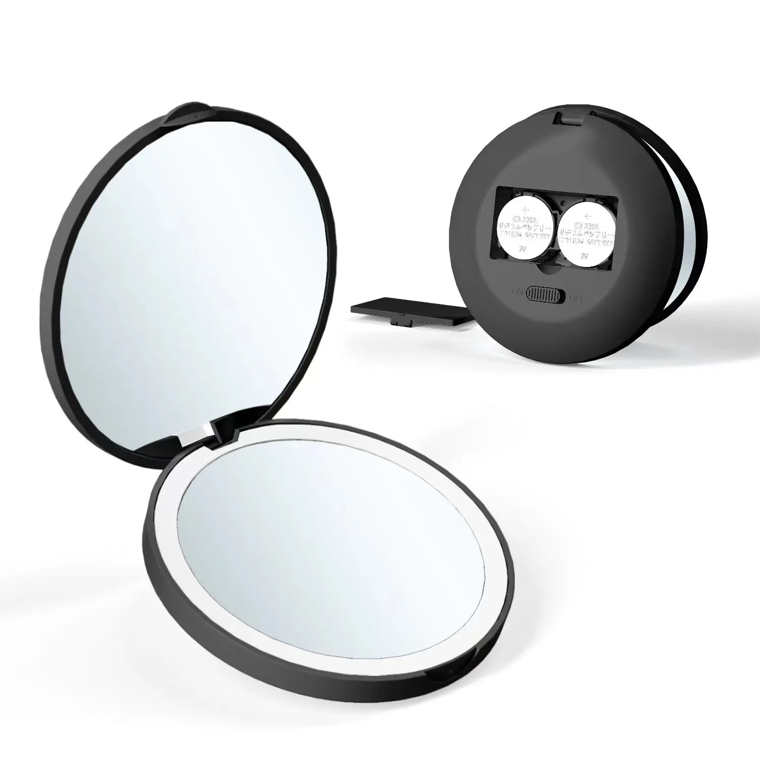 Perbesaran Dompet lampu LED, perbesaran lucu lampu LED saku dompet genggam portabel lipat cermin rias Mini kecil