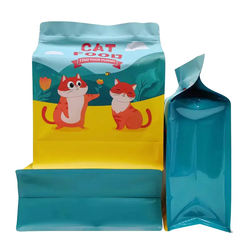 Tas plastik cetak kustom ukuran besar 2Kg 5Kg 10 15 20 Kg dengan bagian bawah aluminium Foil Ziplock kucing tas kemasan makanan anjing peliharaan