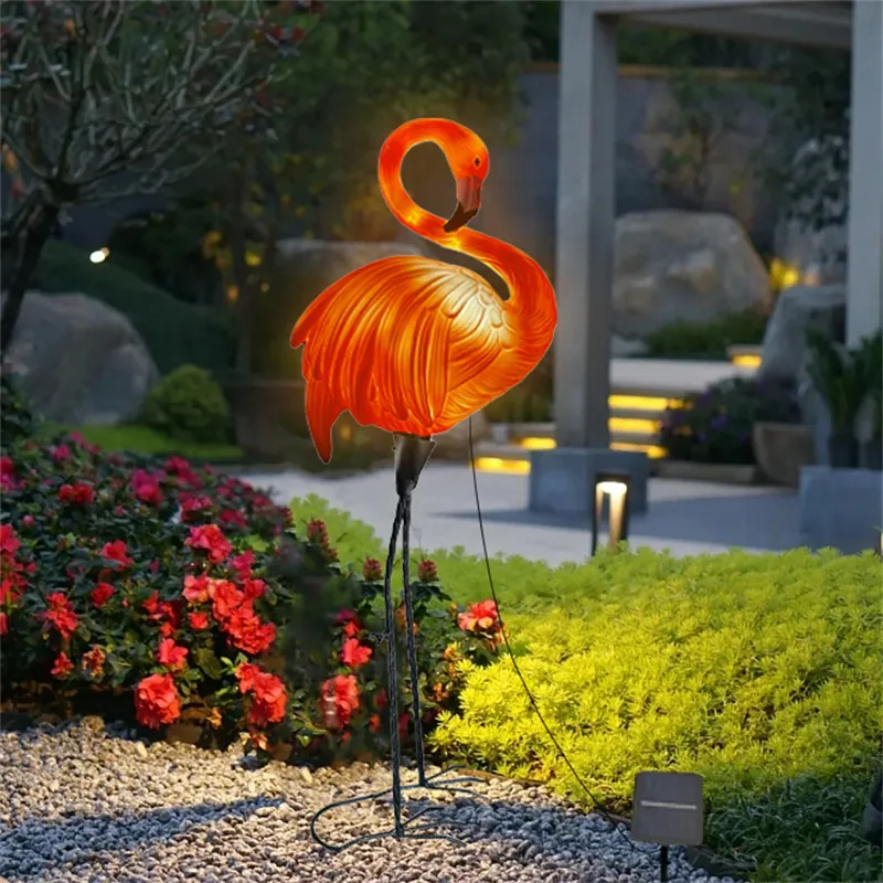 Hot Sale Led Gramado Solar Plástico Flamingo Lâmpada Outdoor Solar Powered Jardim Luz Impermeável Quintal Caminho Luzes Decorativas