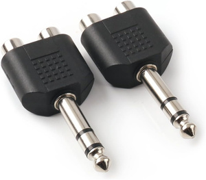 1/4 pulgadas 6,35mm macho a 2 cabezales de audio RCA hembra, 1/4 pulgadas 6,35mm M One-Two RCA F Adaptador de audio de interconexión ESTÉREO - Product Image 4