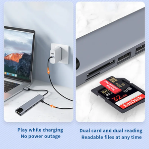 Multifuncional 8 en 1 Usb 3,1 Tipo C Hub Adaptador multifunción para lector de tarjetas PD Carga rápida Tipo C Puerto Usb Hub para computadora portátil - Product Image 2