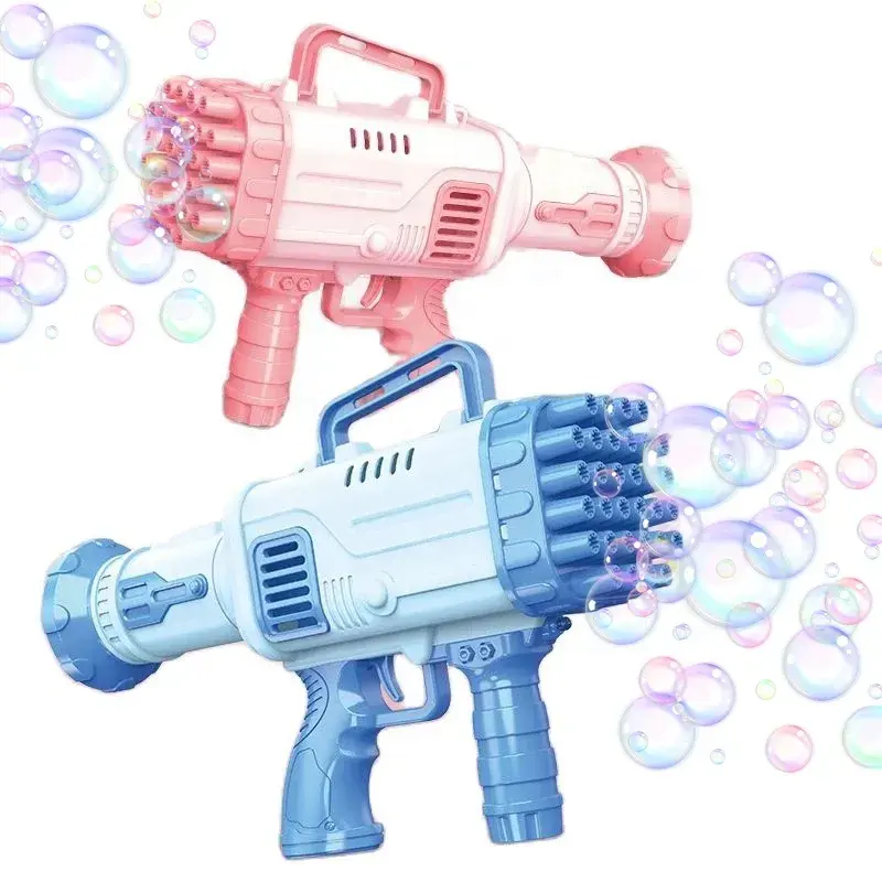 Pistola eléctrica de burbujas para niños, dispositivo de rocío de luz al aire libre, 32 agujeros, al por mayor