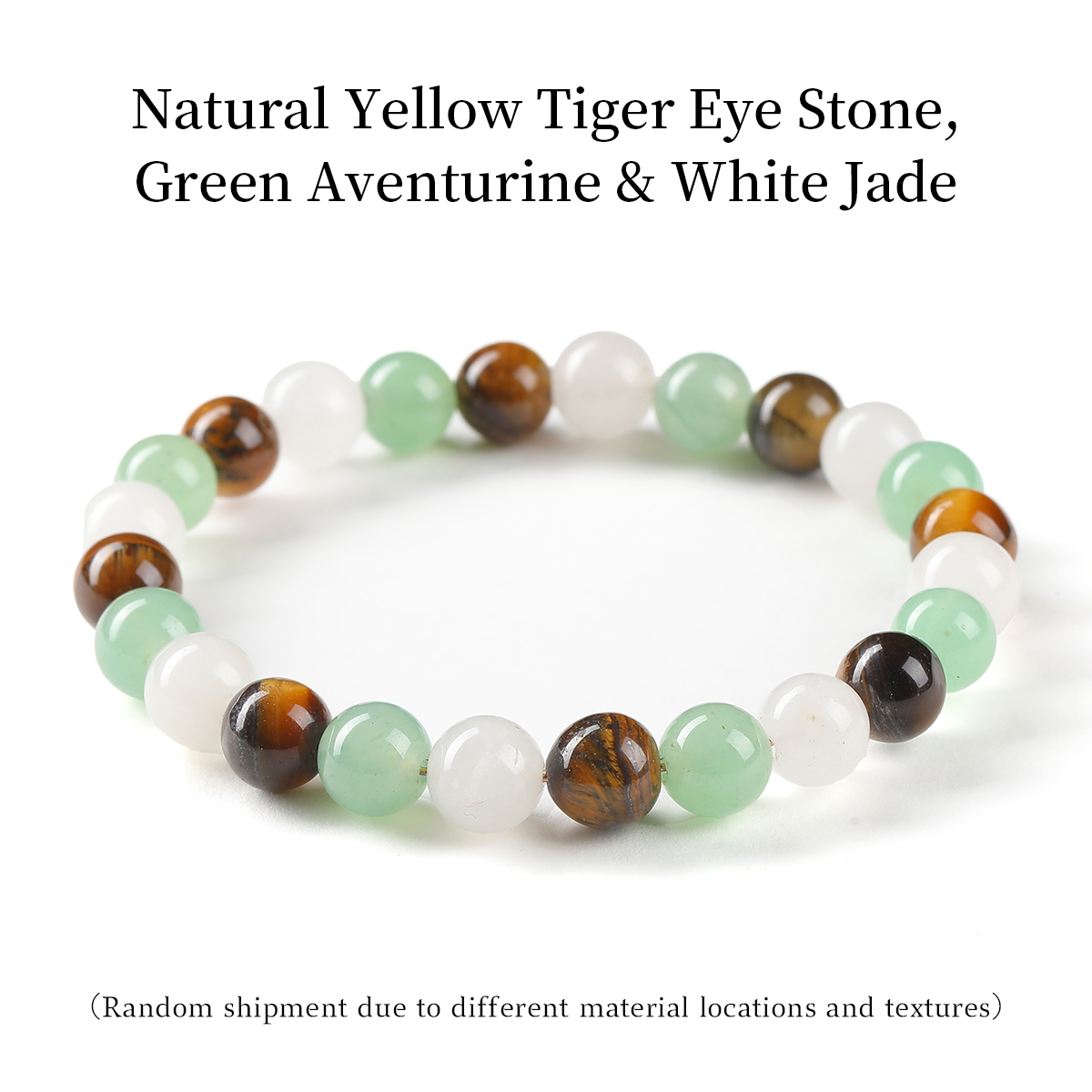 Oeil de Tigre Jaune Naturel, Aventurine Verte & Jade Blanc