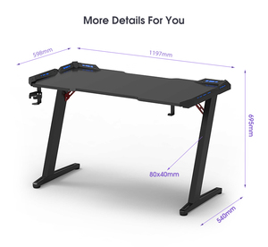 Mesa de juego ajustable de altura fija eléctrica en forma de Z G25, accesorio de fibra de carbono, marco de escritorio de carreras con luz LED - Product Image 2