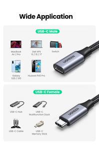 Ugreen USB C สายต่อขยาย Type C USB-C Thunderbolt 3 10Gb Gen 2สำหรับ Xiaomi Nintendo SWITCH CA60 - Product Image 3