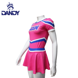 Custom Printed Sparkly Short Sleeves Applique Logo <strong>pink</strong> Cheerleading Uniform Sets Mesh Fancy Spandex <strong>Cheer</strong> Wear for Adults - Product Image 4
