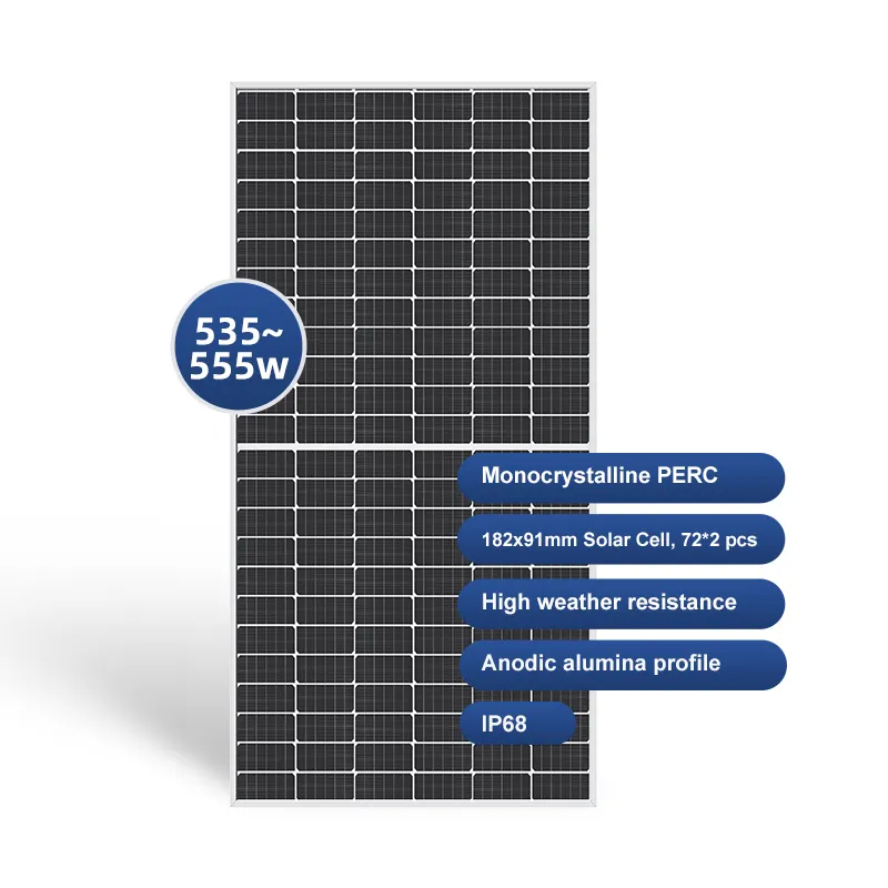 大電力ソーラーパネル500ワット530W 550Wソーラーパネルセル単結晶ソーラーパネル家庭用価格