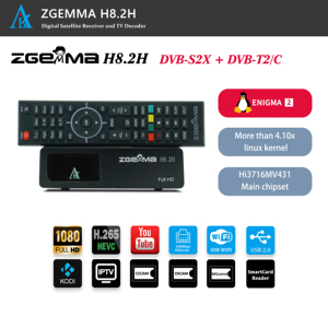 Receptor de TV por satélite Enigma2 Linux OS DVB S2X + DVB T2/C H.265 Codificación de vídeo Lector de tarjeta inteligente IPTV Box ZGEMMA H8.2H - Product Image 2