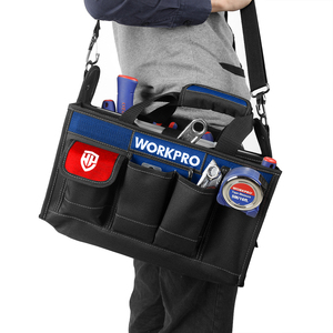 WORKPRO 15インチオープントップデザインツールバッグ、14個の内ポケットと8個の外ポケットセンタートレイ折りたたみ式ツール収納バッグ - Product Image 3