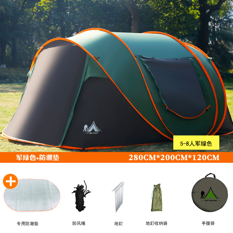 Tienda verde para 5-8 personas + esterilla impermeable.